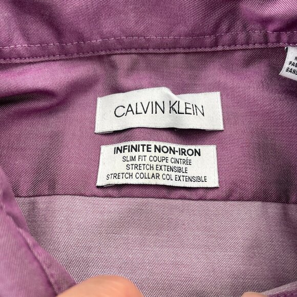 Calvin Klein CK Button Up Shirt Long Sleeve Men 16.5 34/35 Infinite Non-Iron - Picture 4 of 9